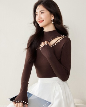 Winter Korean style half high collar slim tops