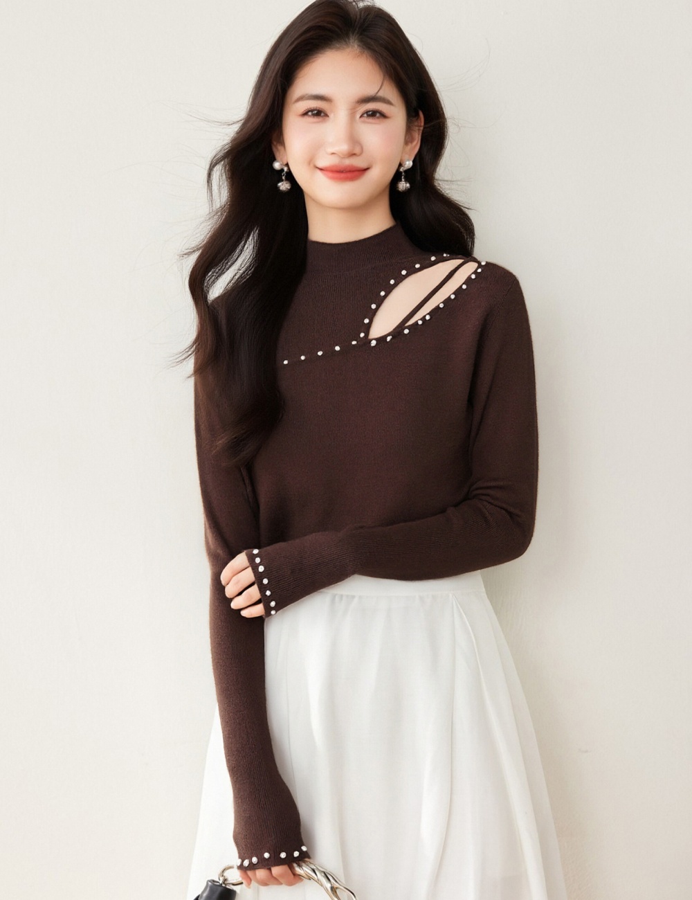 Winter Korean style half high collar slim tops