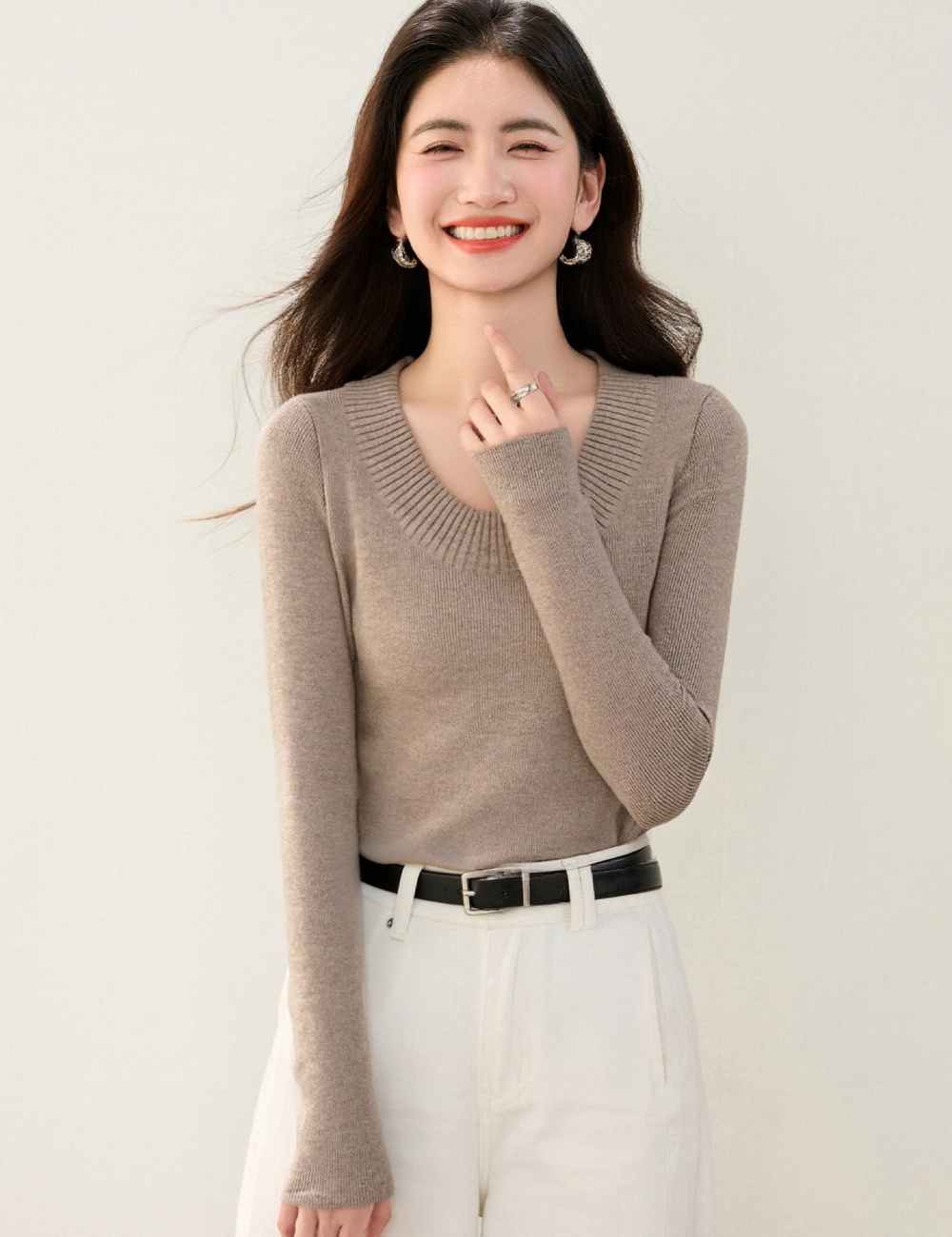 Round neck pullover autumn and winter long sleeve tops