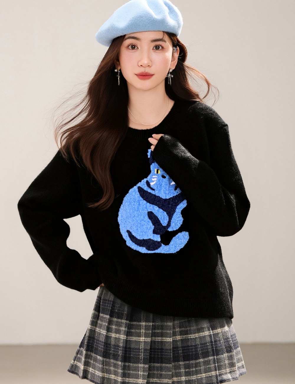 Kitty autumn and winter pattern long sleeve tops