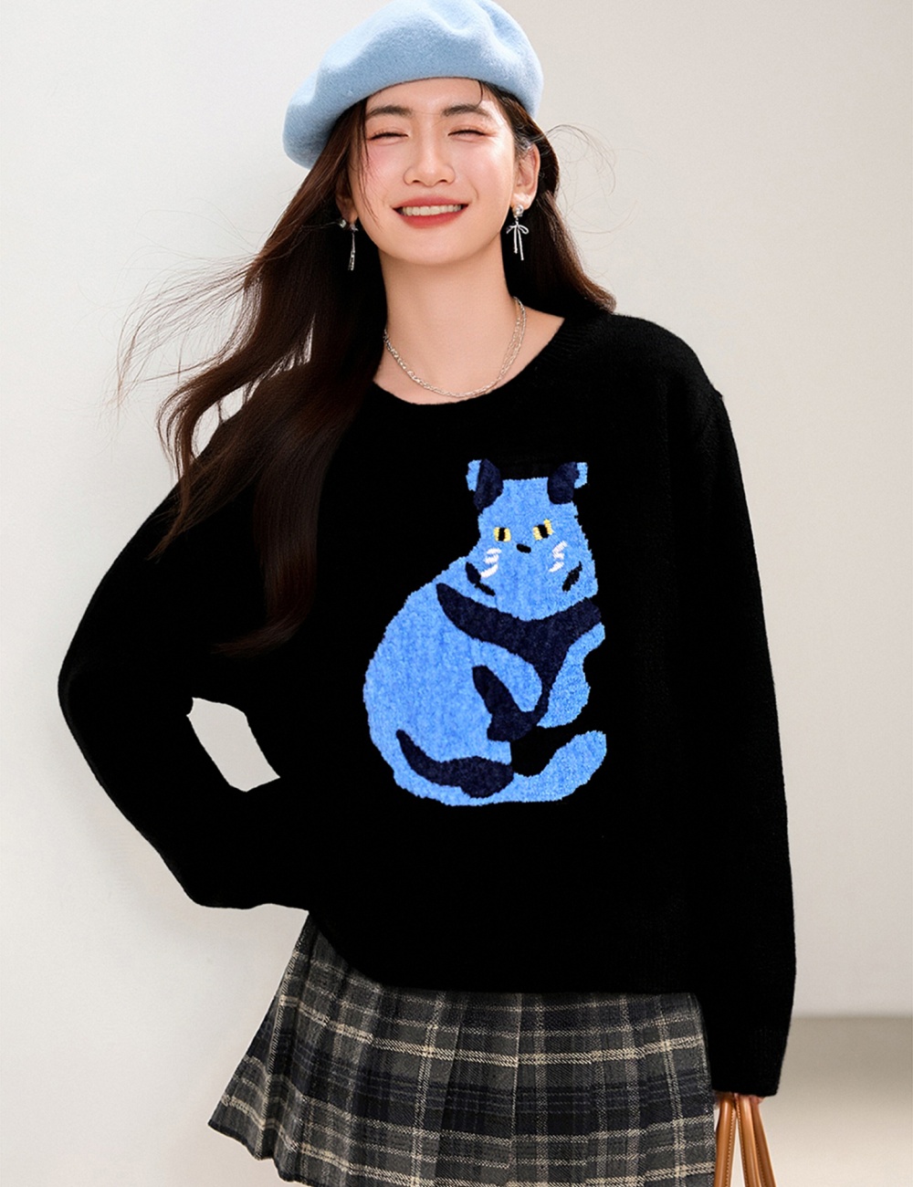 Kitty autumn and winter pattern long sleeve tops