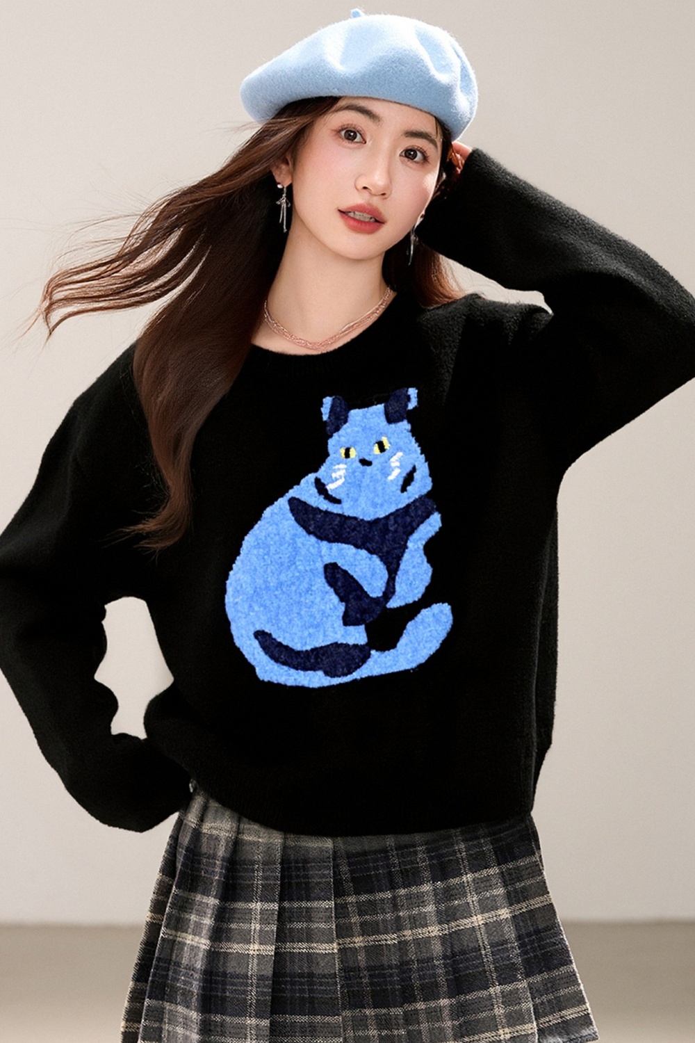 Kitty autumn and winter pattern long sleeve tops