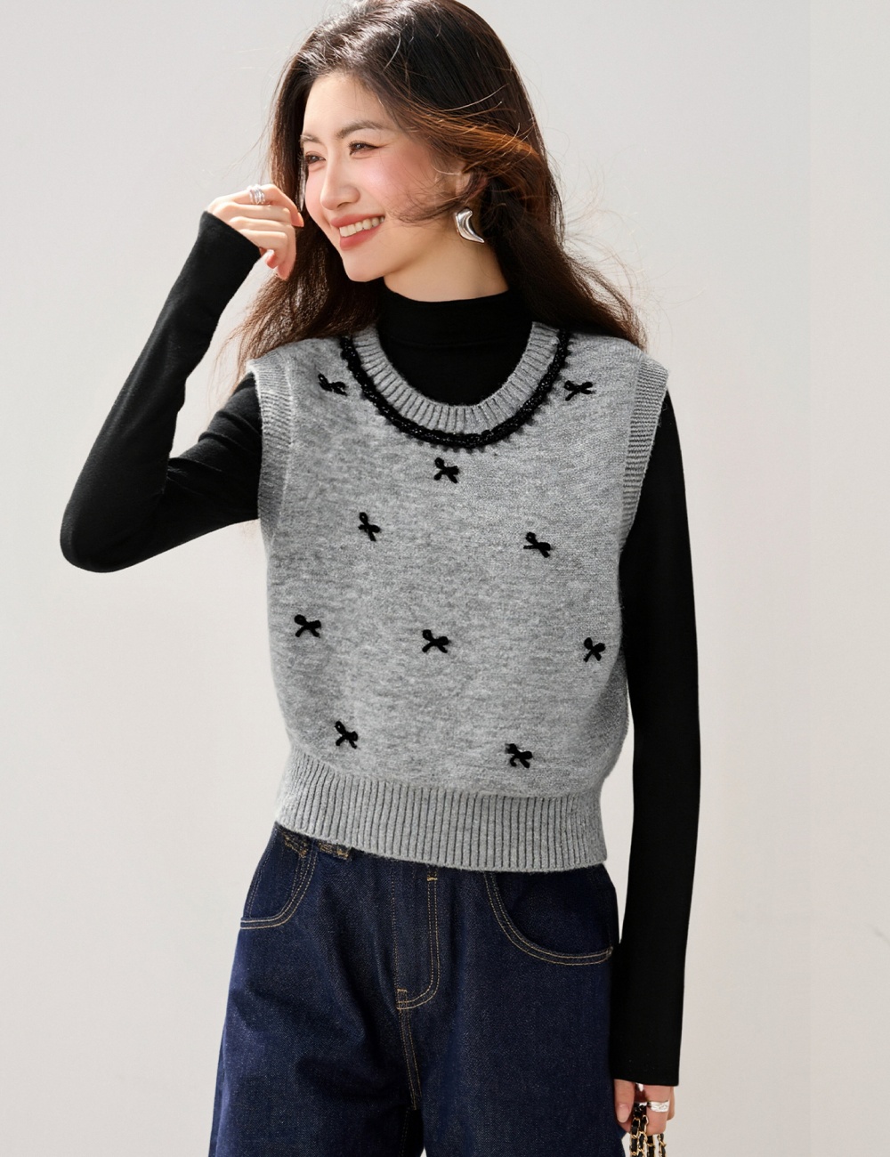 Sleeveless embroidery tops heart waistcoat