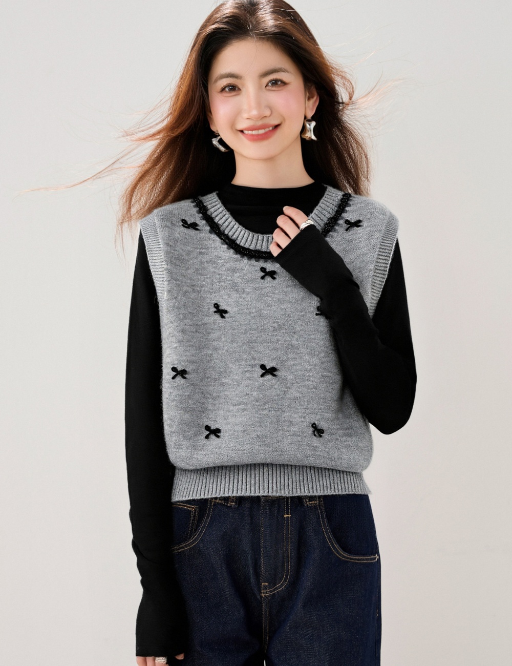 Sleeveless embroidery tops heart waistcoat