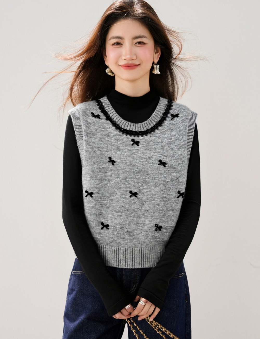 Sleeveless embroidery tops heart waistcoat