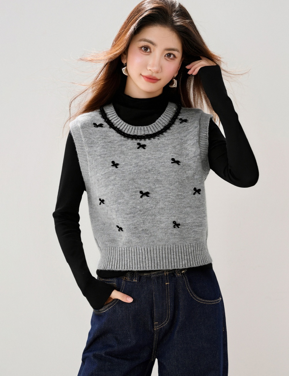 Sleeveless embroidery tops heart waistcoat