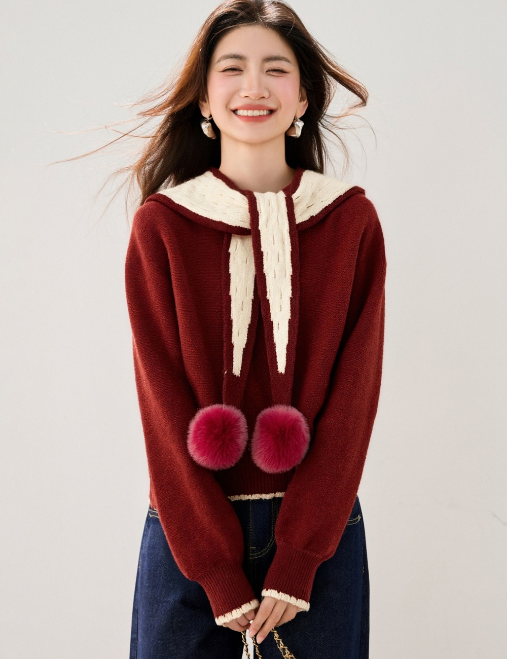 College style autumn sweater show young shawl for women