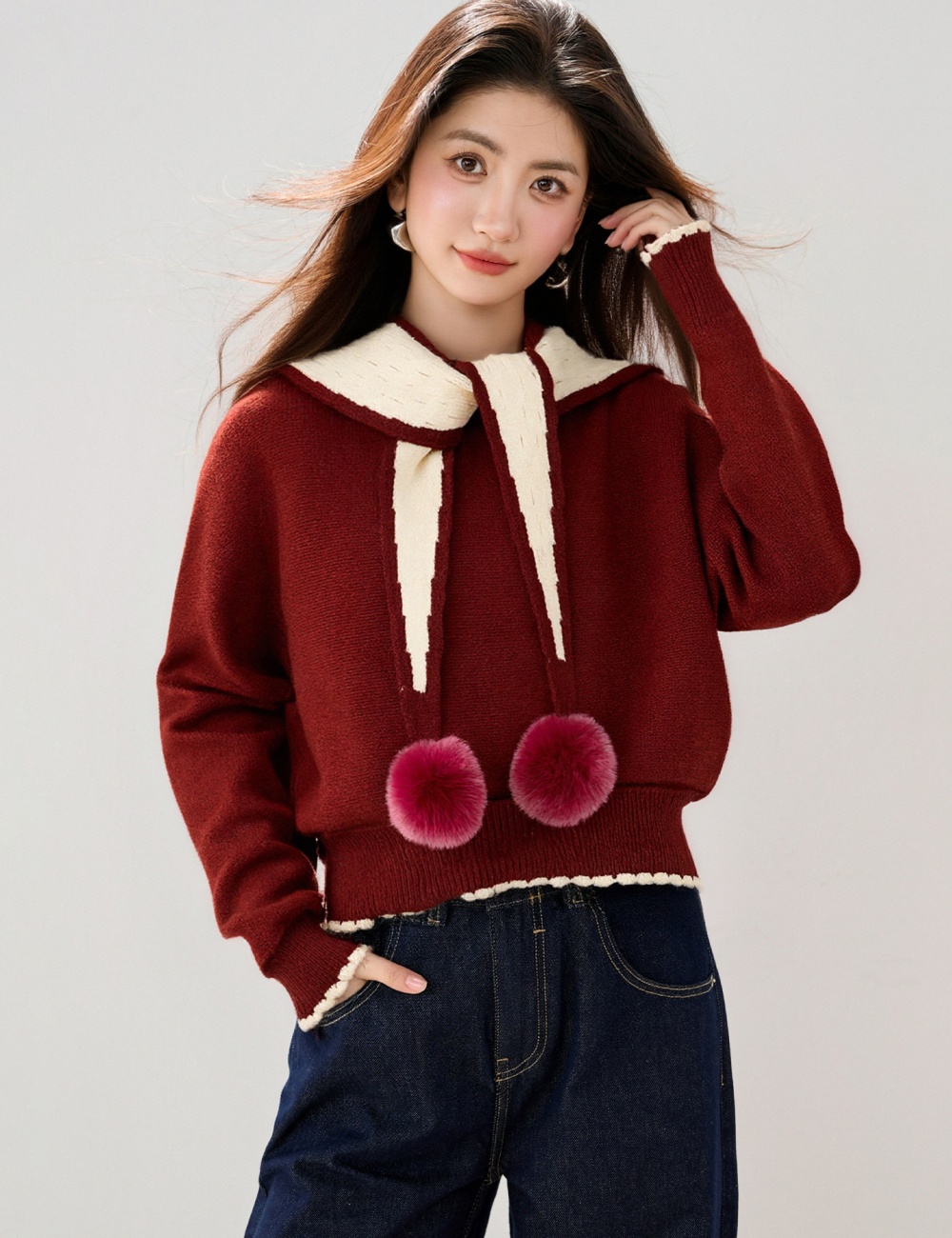 College style autumn sweater show young shawl for women