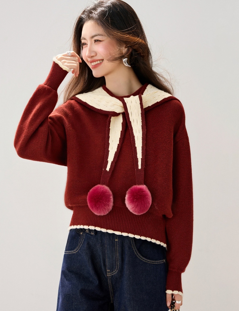 College style autumn sweater show young shawl for women
