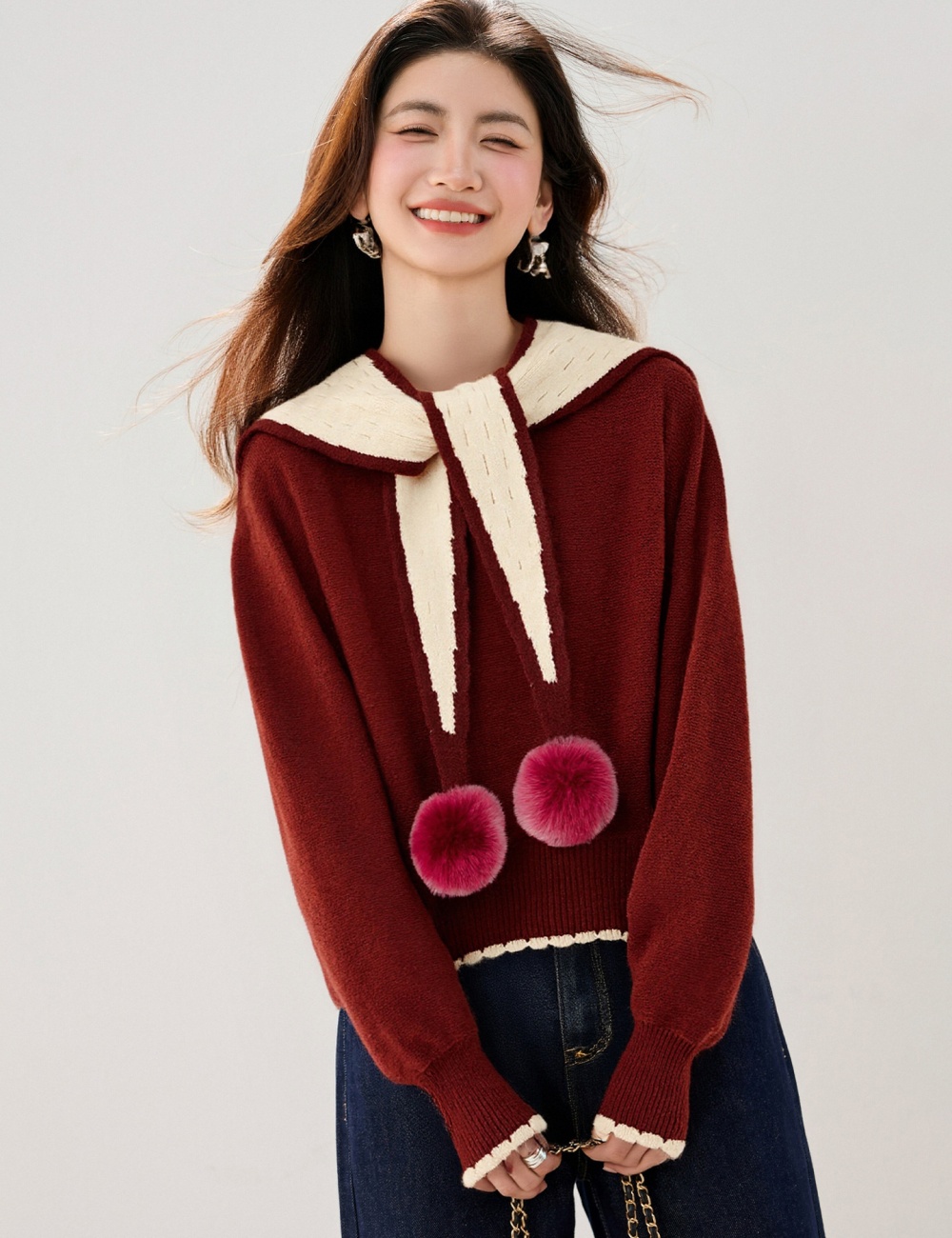 College style autumn sweater show young shawl for women