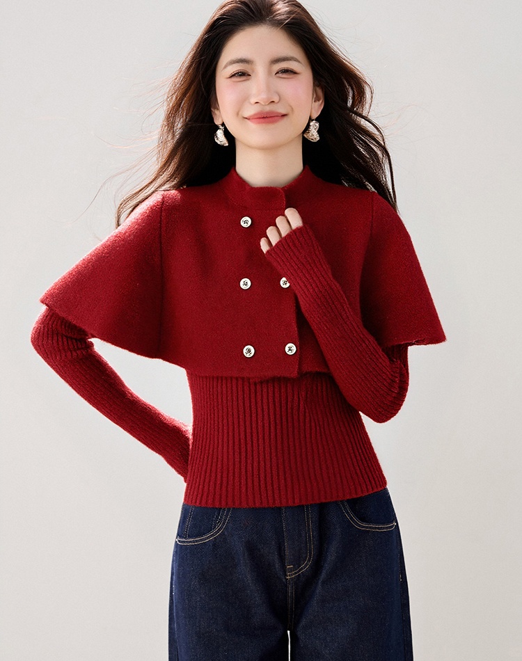 Casual shawl autumn and winter cloak 2pcs set for women