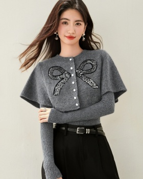 All-match sequins bow bottoming autumn and winter shawl a set