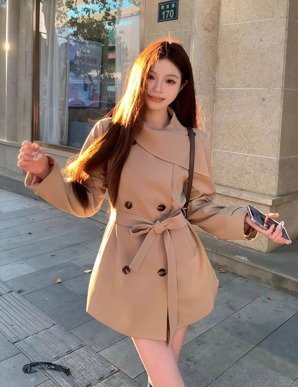 Long thick frenum windbreaker plus cotton winter coat