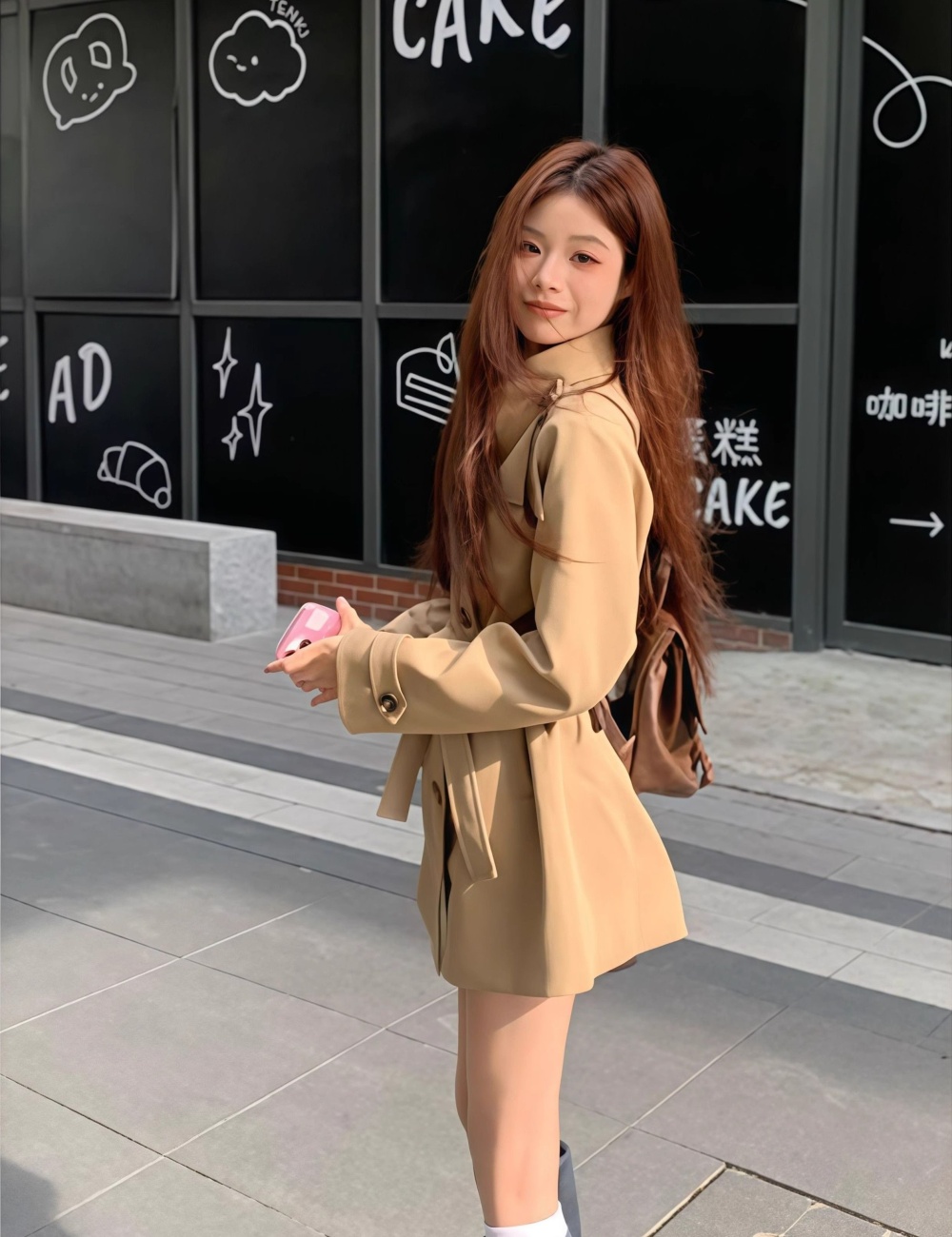 Long thick frenum windbreaker plus cotton winter coat