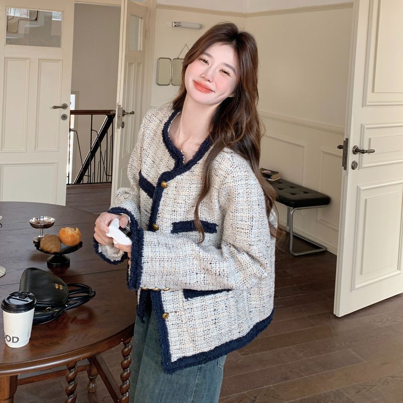 Chanelstyle mixed colors tops temperament coat