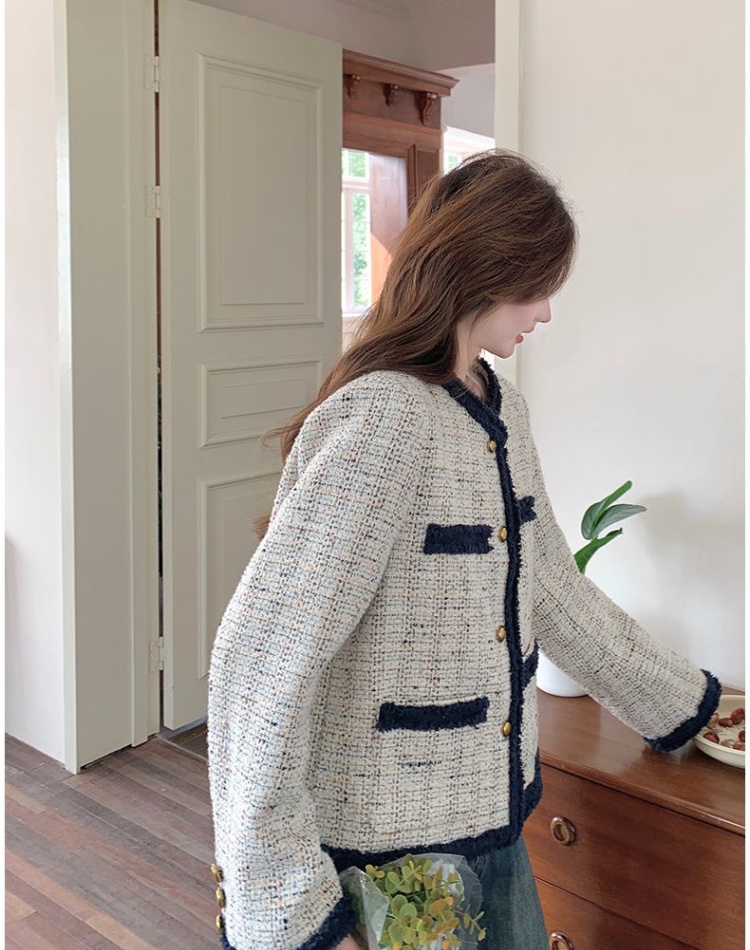 Chanelstyle mixed colors tops temperament coat