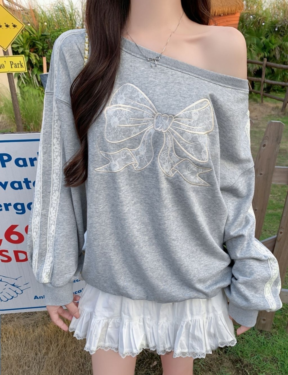 Complex lace thin embroidery cotton hoodie