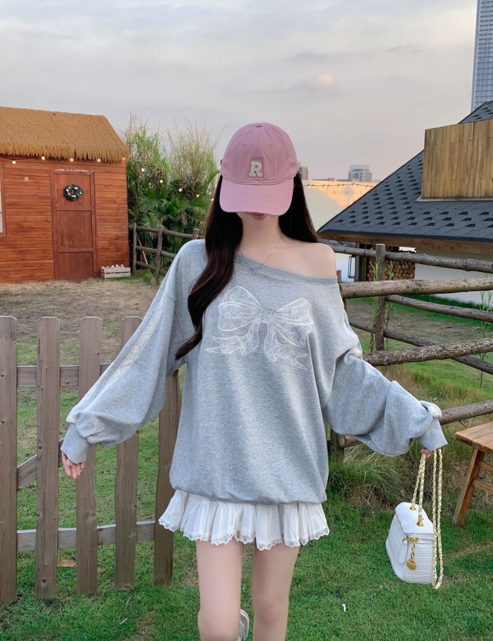 Complex lace thin embroidery cotton hoodie