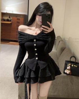 Fluffy puff skirt enticement tops 2pcs set