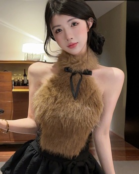 Fluffy bow enticement halter tops