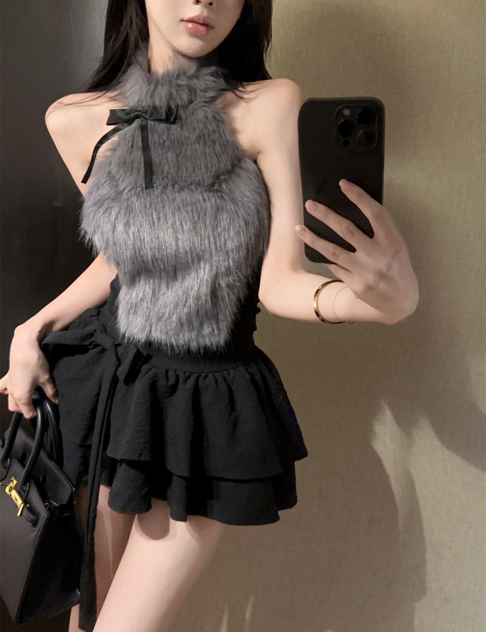 Fluffy bow enticement halter tops
