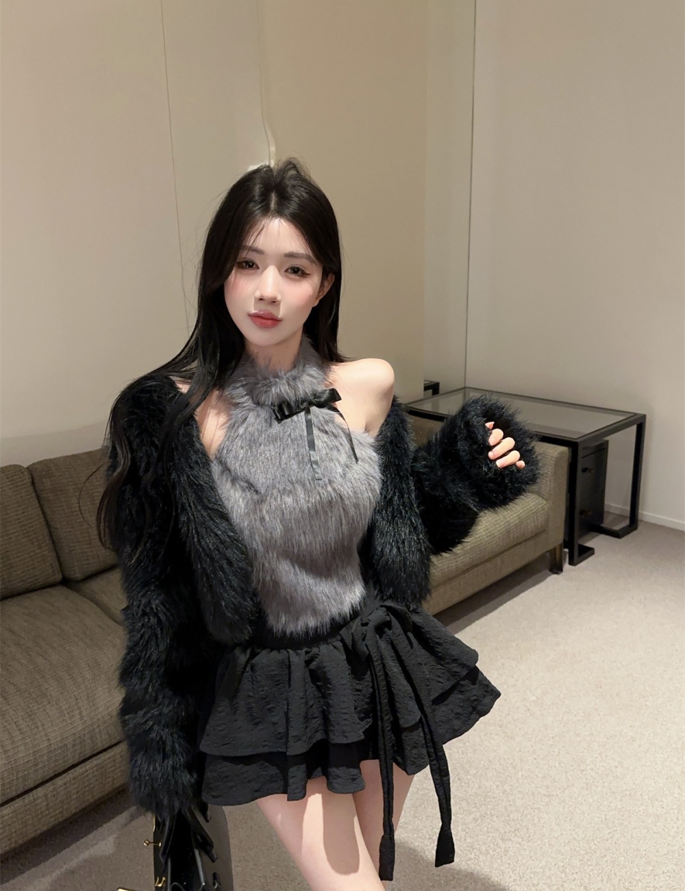 Fluffy bow enticement halter tops