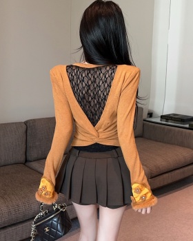 Winter halter short skirt Pseudo-two tops a set for women