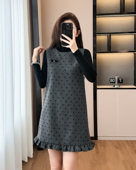 All-match sweater winter sleeveless dress 2pcs set
