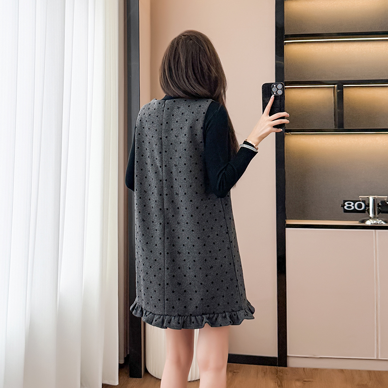 All-match sweater winter sleeveless dress 2pcs set