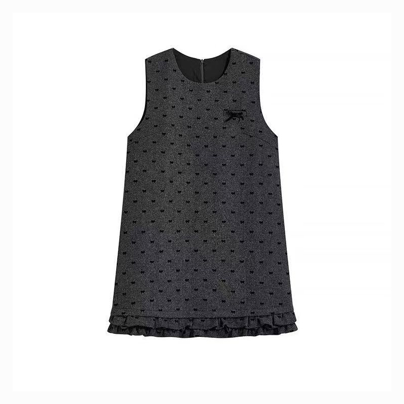 All-match sweater winter sleeveless dress 2pcs set