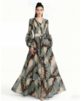 European style long sleeve Pleats Please dress