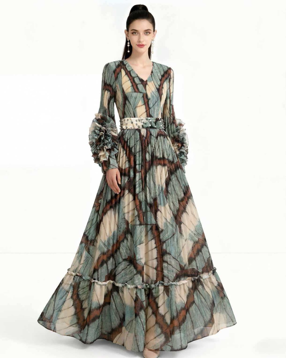 European style long sleeve Pleats Please dress