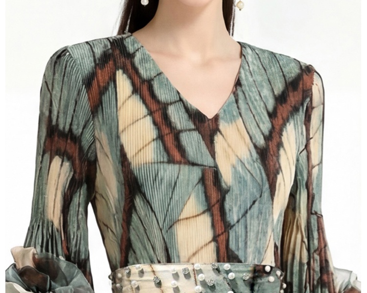 European style long sleeve Pleats Please dress