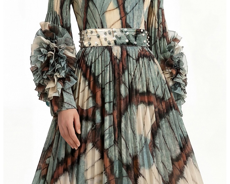 European style long sleeve Pleats Please dress