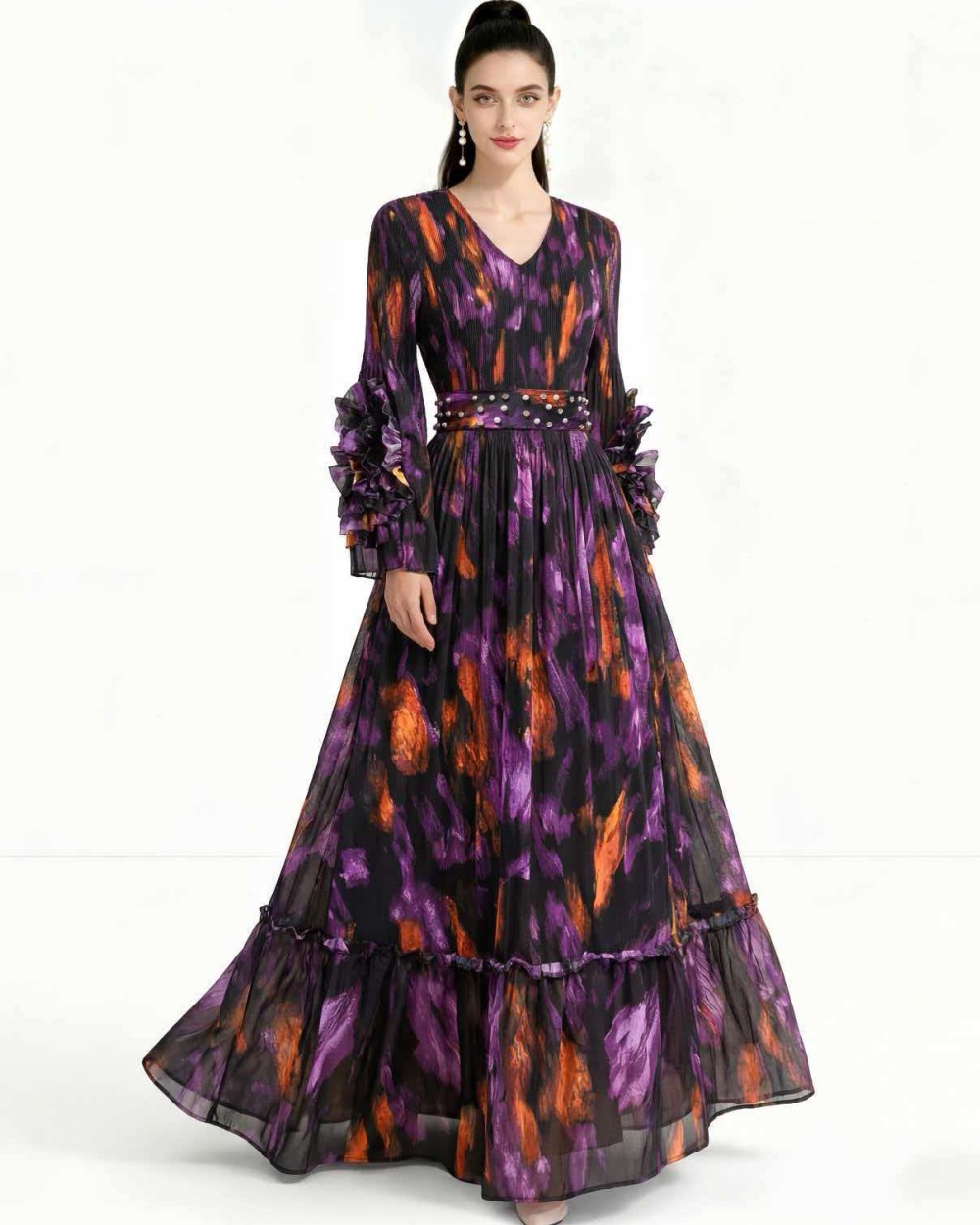 Long sleeve enlarge European style dress