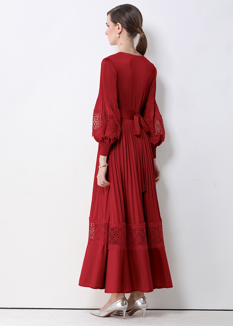 European style enlarge lantern sleeve dress