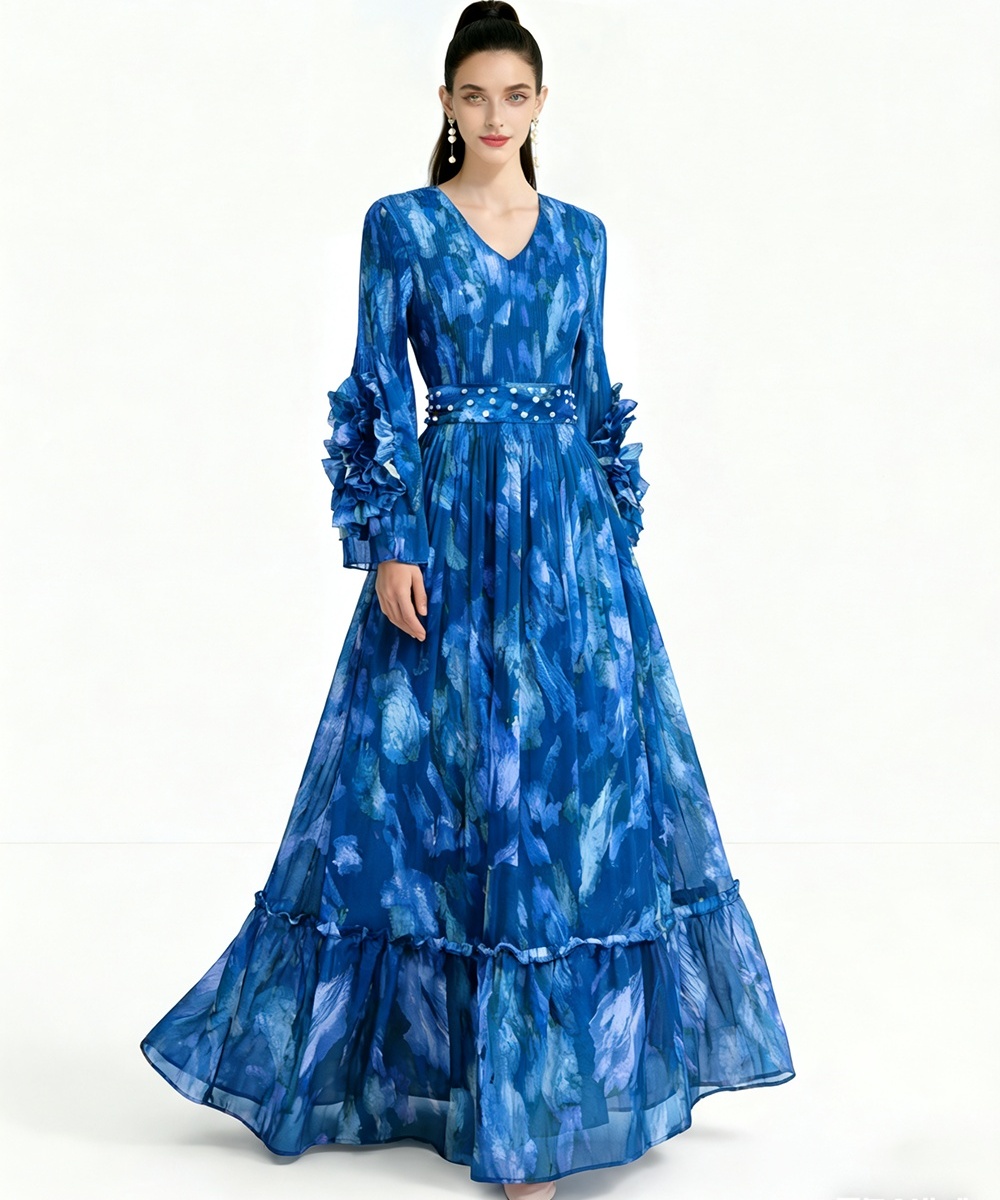 Pleats Please European style lotus sleeve dress