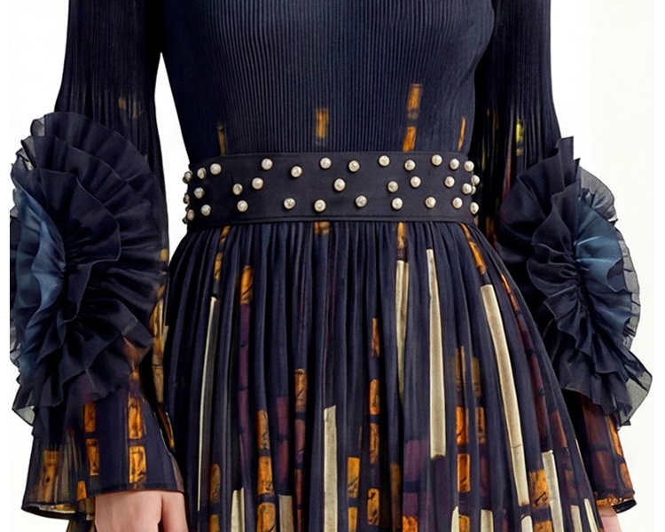 Lotus sleeve enlarge spring and autumn Pleats Please dress