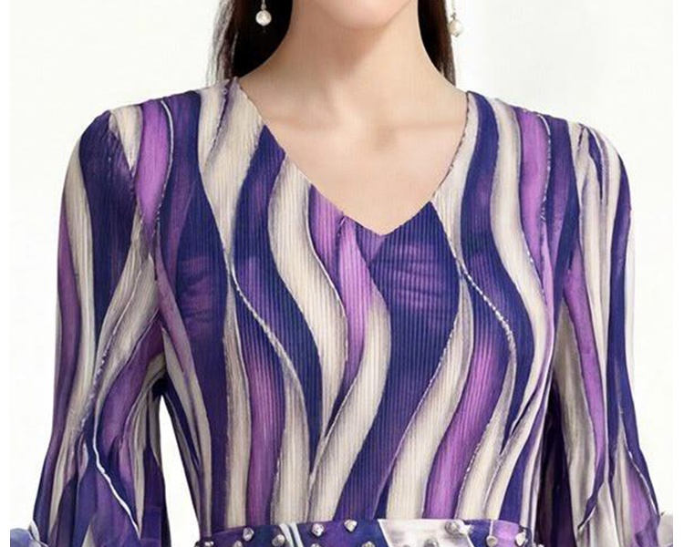 Lotus sleeve European style Pleats Please enlarge dress