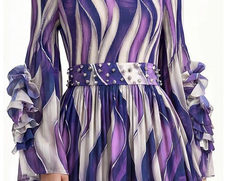 Lotus sleeve European style Pleats Please enlarge dress