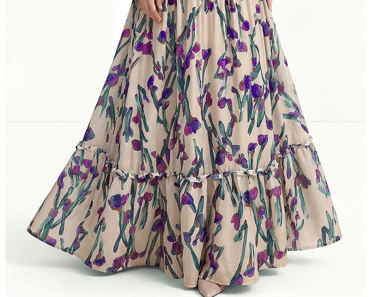 European style lotus sleeve spring and autumn dress