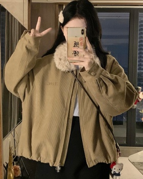 Elmo short corduroy cotton coat lapel retro loose coat