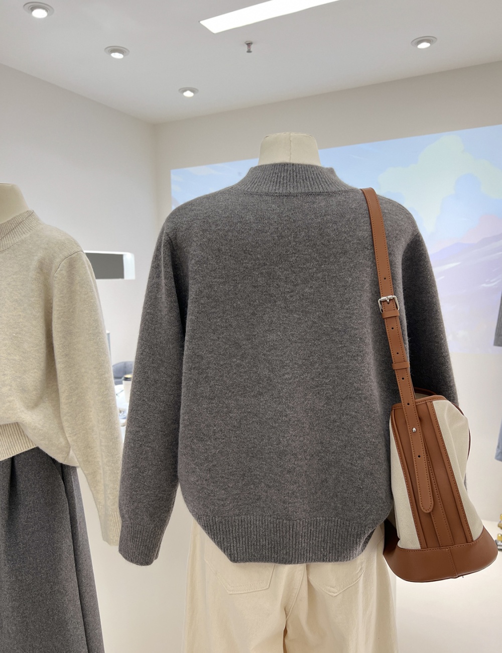 Cubs cartoon tops loose knitted sweater for women