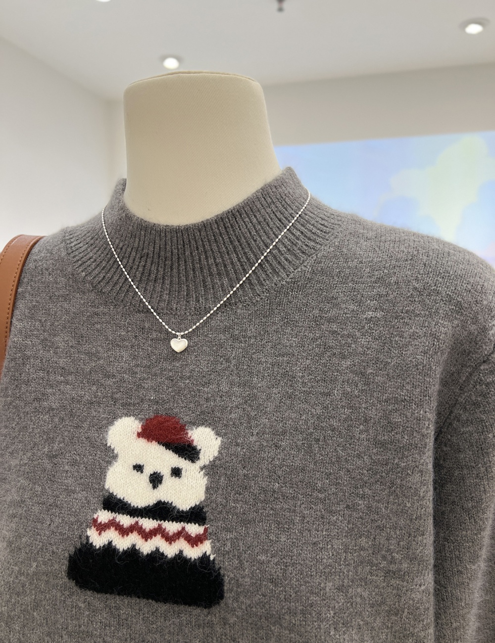 Cubs cartoon tops loose knitted sweater for women