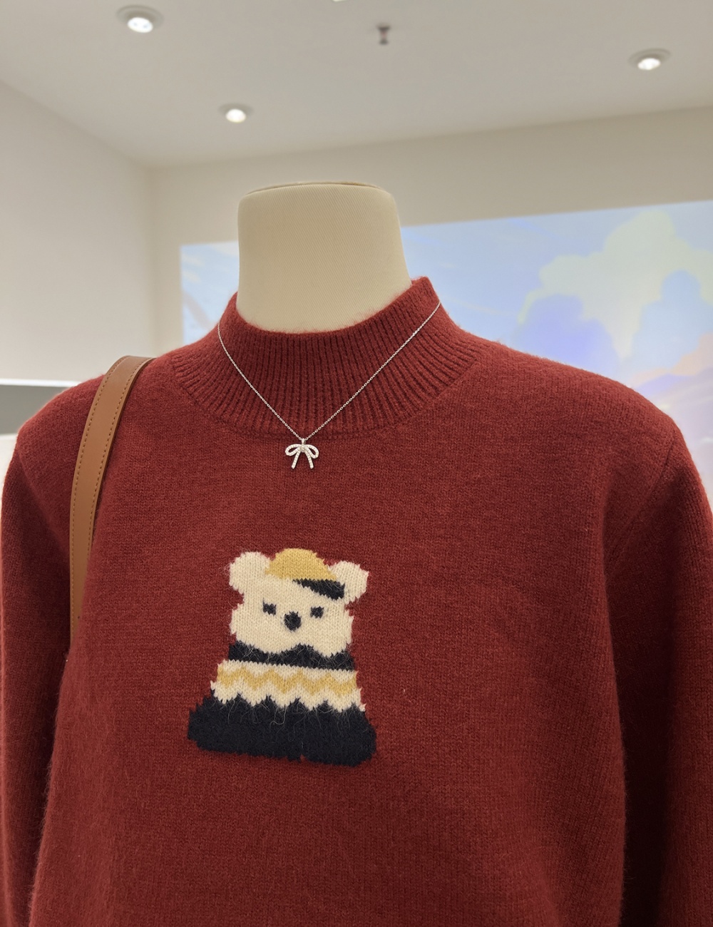 Cubs cartoon tops loose knitted sweater for women