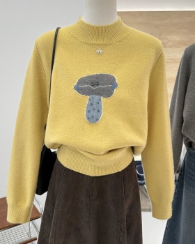 Loose half high collar knitted tops thermal pullover sweater