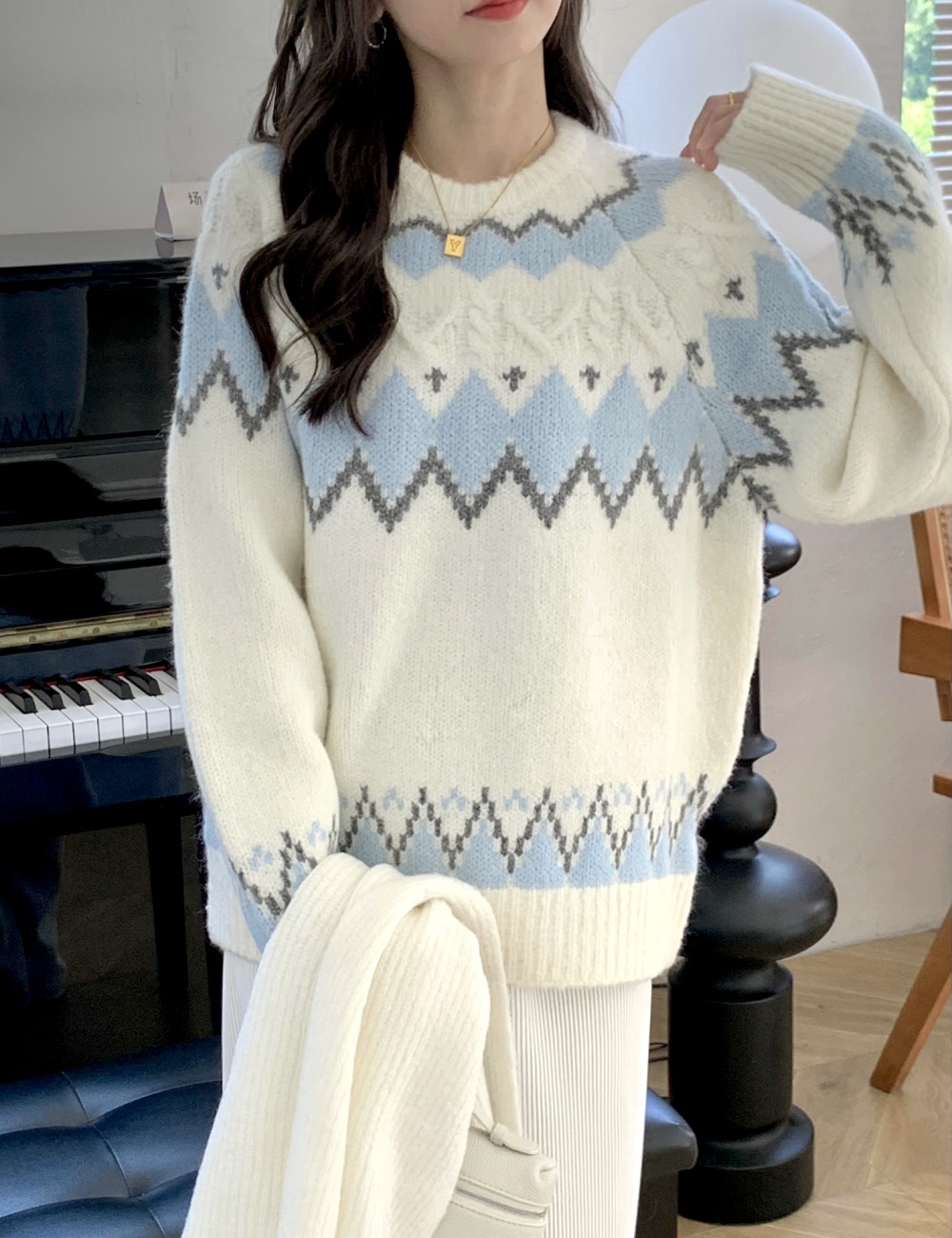 Autumn and winter mixed colors sweater for women