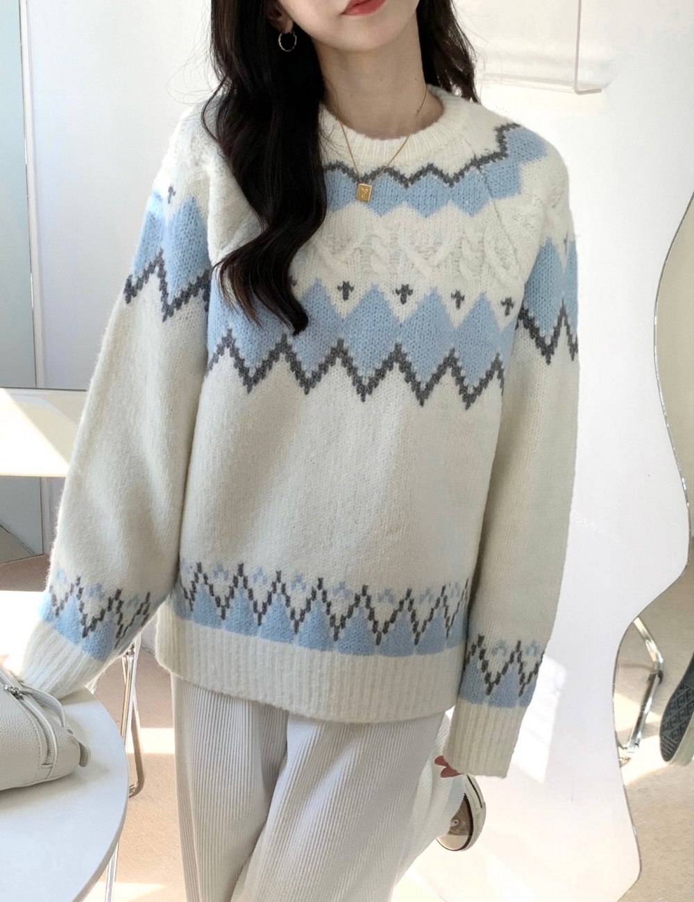 Autumn and winter mixed colors sweater for women