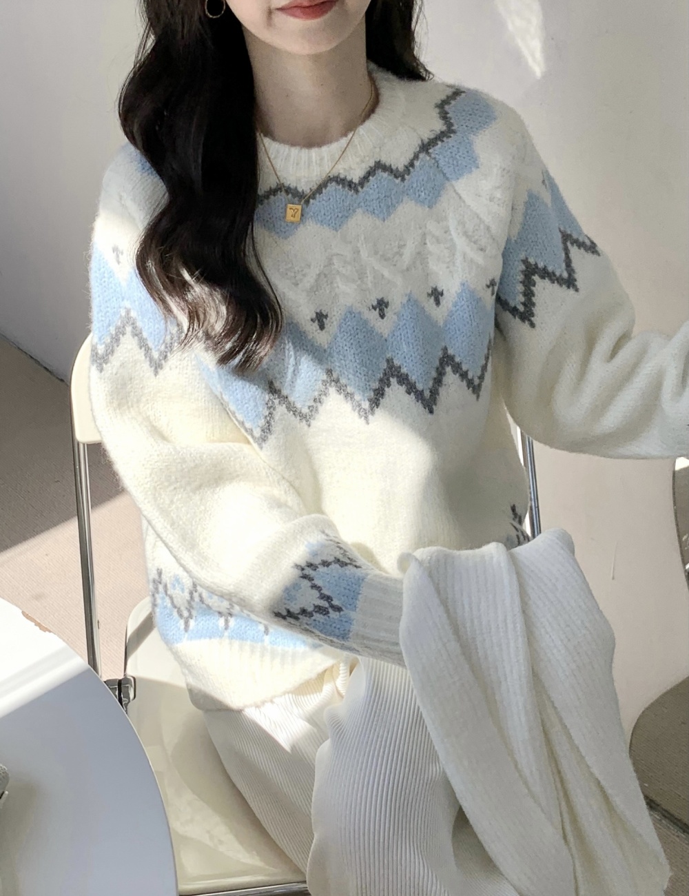 Autumn and winter mixed colors sweater for women