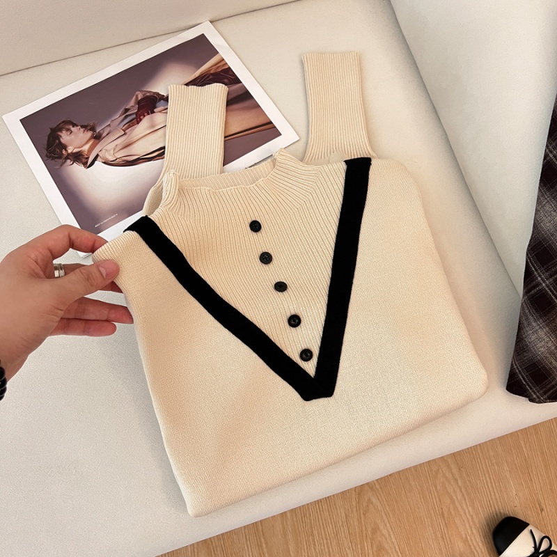 Autumn and winter bottoming shirt V-neck sweater for women